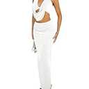Floerns Women's 2 Piece Outfit Cocktail Draped Halter Tops Bodycon Long Skirt Set White Small