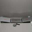 HIEEY 3 Way Mirror for Hair Cutting with LED,360 Trifold with Height Adjustable Telescoping Hooks,and 5X Magnification,for Makeup and Styling (Black)