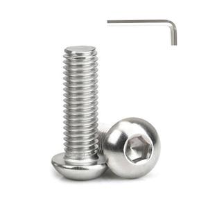 #8-32 x 5/16" (100 Pcs) Button Head Hex Socket Cap Screws Bolts, 304 Stainless Steel 18-8, Hex Drive, Bright Finish, Fully Machine Thread