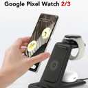 Upgraded 3 in 1 Wireless Charger for Google Pixel Watch 3/2, for Pixel 10 9/Pro/Pro XL/Fold,Buds Pro 2/Pro,Fitbit Versa 4/3,Wireless Charging Station for Multiple Devices (Not for Google Watch 4/1)