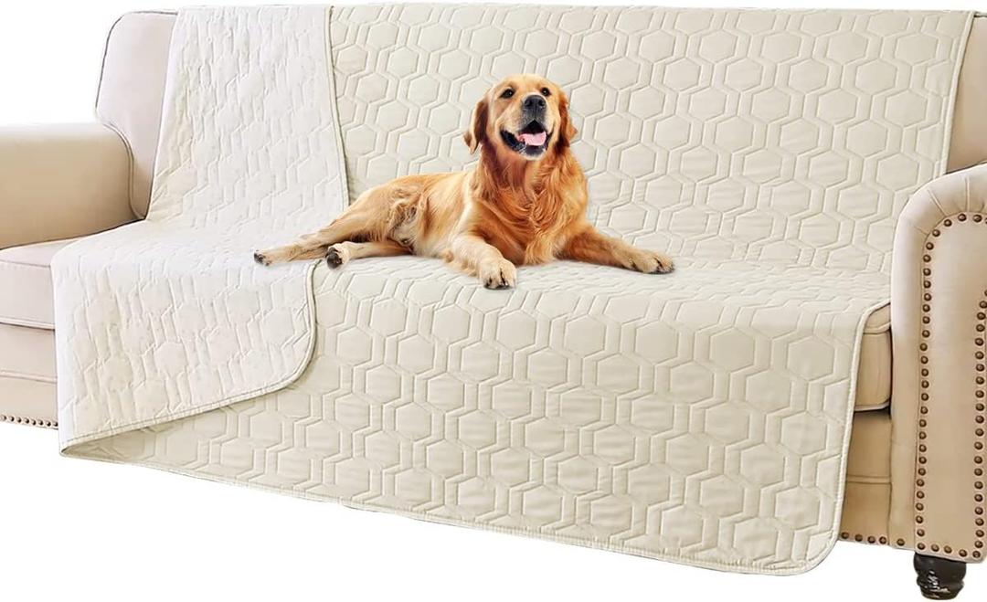 Tcksstex Waterproof and Anti-Slip Dog Bed Cover and Pet Blanket Sofa Pet Bed Mat car Incontinence Mattress Protectors Furniture Couch Cover for Most Cats Dogs, Pets52x82-Ivory (52x82Inch (Pack of 1))