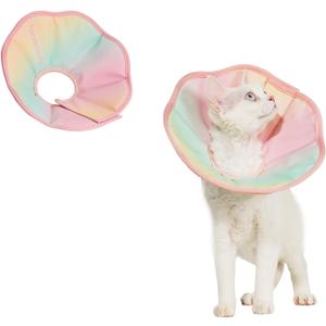 Touchdog Soft Cat Cone Collar, Waterproof Recovery Collar for Cats After Surgery, Lightweight Elizabethan Collar for Kittens (Pink Grad, S)