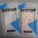 NITITOP Compatible with iPhone 16 Pro Max Case Cute Clear for Women Girls Flower Floral Bling Glitter Sparkling Star Wave Curly Frame Soft TPU Shockproof Camera Protective Cover - White, Pack of 2