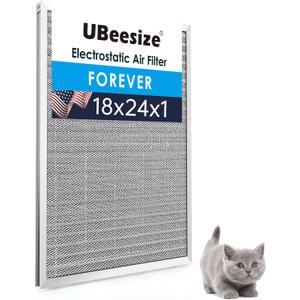 UBeesize 18x24x1 Reusable Electrostatic Air Filter HVAC AC Furnace Filter,MERV 8, Washable, Lasts a Lifetime,Permanent Air Filter,Breathe Fresher,Home And Office(Actual Size:17.44x23.46x0.82 Inch)