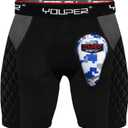 Youper Youth Elite Padded Baseball Sliding Shorts w/Soft Athletic Cup (Large, Black)