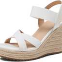 mikarka Women's Open Toe Espadrilles Wedge Sandal Slip On Elastic Ankle Strap Platform Sandals Dressy Comfortable Wedges Shoe Size 9