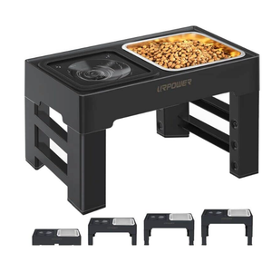 URPOWER 2in1 Elevated Dog Bowls 4 Height Adjustable Raised Dog Bowls with No Spill Water Bowl and Stainless Steel Food Bowl NonSlip Stand for Small Medium Large Dogs
