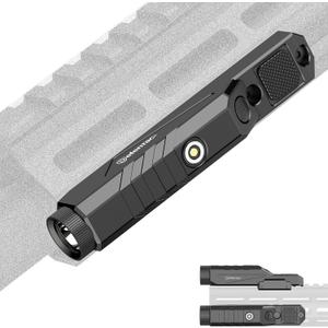 DEFENTAC 1600 Lumens Tactical Flashlight with Momentary and Strobe for Rifle, Weapon Light with Built-in Pressure Switch Compatible with M-Lok Rail Surface, Magnetic Rechargeable (White LED)
