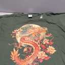Crimson Lunar Floral Dragon Art Noveau T-Shirt 2XL