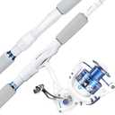 KastKing Centron Lite Fishing Rod and Reel Combo, IM6 Graphite 2Pc Blanks, Stainless Steel Guides with Ceramic Rings, Contoured EVA Handles & Fighting Butt, Split or Full Rear Handle Design, 13 Models, 7'6" Medium Heavy