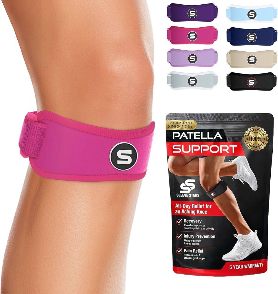 Sleeve Stars Swedish Brand Patellar Tendon Support Strap for Women & Men Effective Osgood Schlatter Knee Brace Youth & Kids Knee Brace with 3 Adjustable Length fits 7"-15" (Single/Hot Pink/Kids)