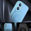 SPIDERCASE Magnetic for iPhone 16 Plus Case,with 2 Pcs [Tempered Glass Screen Protector] Translucent Shockproof Protective Phone Case Home Button Stickers for iPhone 16 Plus 6.7'',Light Blue