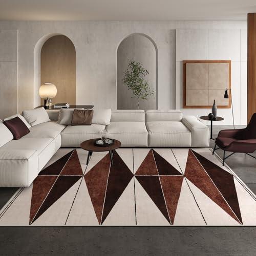 Hedlive Moroccan 8x10 Area Rugs, Soft Geometric Washable Rugs 8x10 Rugs for Living Room, Non-Slip Farmhouse Rug for Bedroom Ultra-Thin Large Rug for Office Dining Room (8x10ft,Red/Brown)