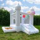 POYOUNGHU White Bounce House, House with Blower, Inflatable Bouncer, Children's Toy, Sewn Extra Thick Material for Durability
