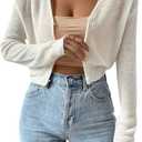 Verdusa Women's Drop Shoulder Long Sleeve Button Up Knit Cardigan Sweater (Large, Cream White)