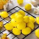 Cindeer Fall Fake Lemon Fake Fruit Faux Yellow Lemon Decor Lifelike Simulation Artificial Fruit for Party Table Summer Kitchen Vase Filler Wreath Garland Photography Decoration(3.1 x 2.1 Inch, 100 Pcs)