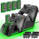 4-in-1 Charger for Xbox Series/One X|S Controllers, with 4 5520mWh Rechargeable Battery Packs,Charges Dual Remotes & Batteries Simultaneously,Upgraded Quad Charging Dock Station for Xbox Gamer Gift (Black)