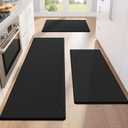 KitchenClouds Kitchen Mats for Floor,3PCS Kitchen Rugs, Non Slip Anti Fatigue Mats for Floor, Waterproof Kitchen Sink Mat, Cushioned Standing and Comfort Mats for Office, Black