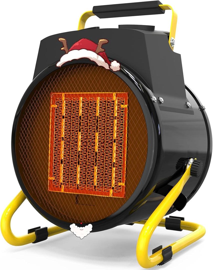 Buyplus Outdoor Heaters for Patio, 1500W Portable Garage Heater with Overheat Protection & 3S Fast Heating, Non-Slip Cushion, Electric Space Heater for Patio, Garage, Bedroom, Office, Black