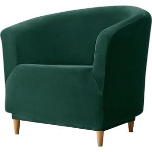 Club Chair Slipcover, Stretch Tub Chair Cover with Elastic Bottom, Jacquard Spandex Club Chair Covers, Universal Fabric Armchair Slipcover 1-Piece Couch Cover for Bar Counter Living Room (Green)