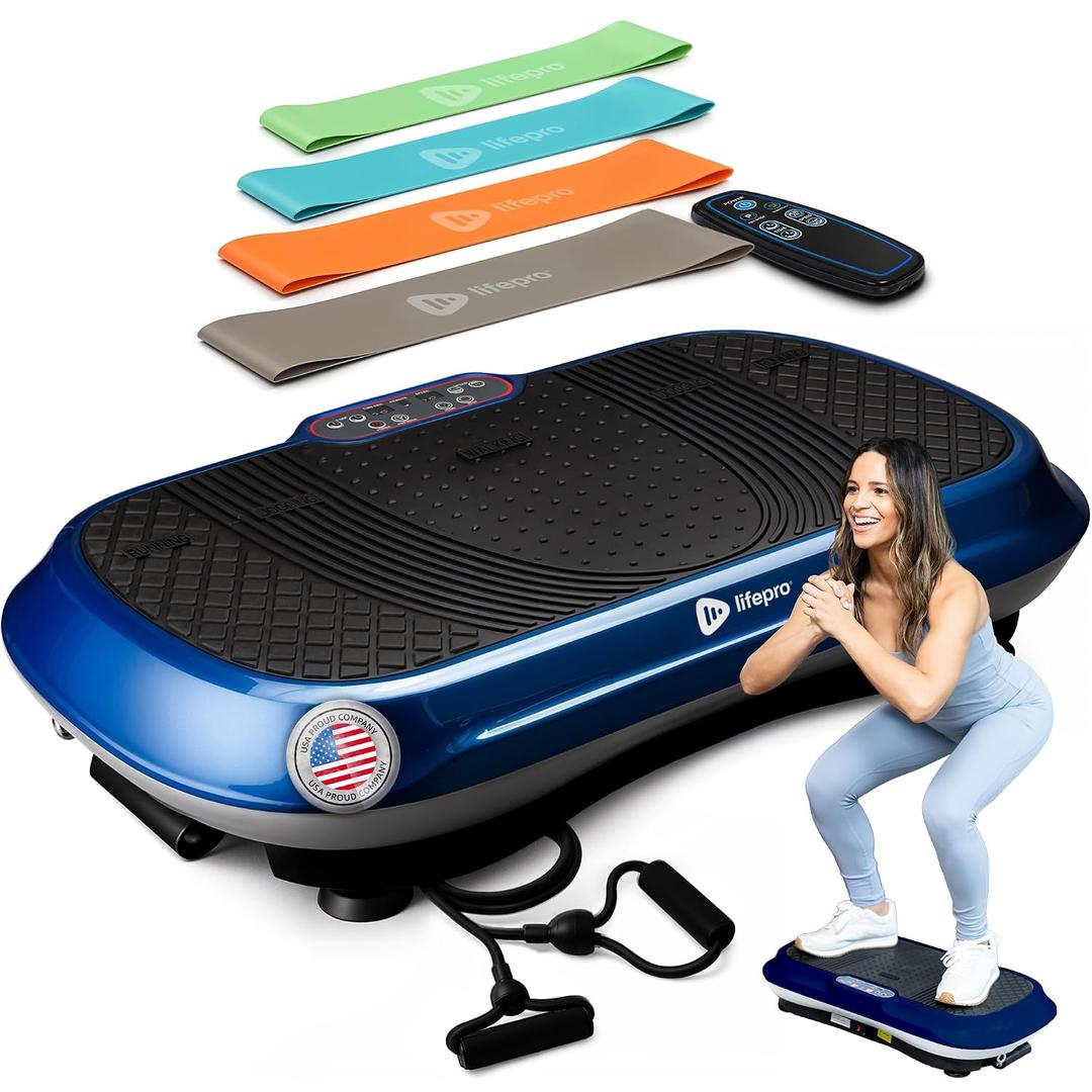 Lifepro Waver Vibration Plate Exercise Machine High-Intensity Vibration Plate for Lymphatic Drainage Full-Body Workout Vibrating Platform with Loop Bands Fitness Equipment for Strength & Toning