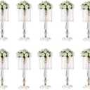 Wedding Centerpieces for Tables Acrylic Vase - 19.7in Tall Flower Stand for Wedding, Clear Flower Vase Bulk with Chandelier Crystals, Centerpiece Table Decorations for Birthday, Home Decor, 10 Pcs