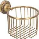 Vintage Toilet Paper Holder, Antique Brass Toilet Paper Holder Wall Mounted with Stable Metal Stand, 2-in-1 Heavy Duty Tissue Paper Roll Dispenser and Bath Hand Towel Holder for Bathroom, Vanity