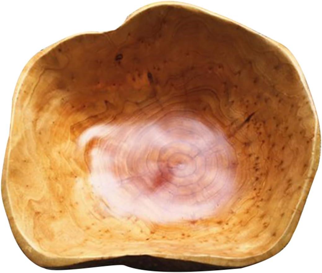 Wooden Bowl Decorative Natural Wood Fruit Bowls, Irregular Creative Wood Bowl, Rustic Hand Carved Candy Snack Keys Serving Bowls for Home Decor (12"-14" Diameter)