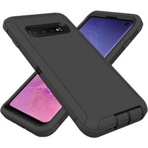 for Samsung Galaxy S10 Case, Heavy Duty Defender Case Dustproof Shockproof Protection 3 in 1 Rugged Cover for Samsung Galaxy S10 6.1 inch (Black)