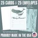 Koko Paper Co Whale Baby Shower Invitations | 25 Fill-in Invitations and Envelopes | Printed on Heavy Card Stock.