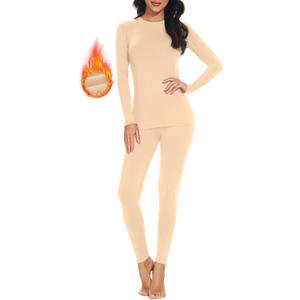 SIMIYA Thermal Underwear Set for Women Long Johns with Fleece Lined Long Sleeves Base Layer Set Top Bottom, M