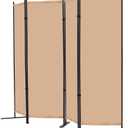 RANTILA 4 Panel Room Divider, 6 FT Folding Privacy Screen with Wide Feet, Freestanding Partition for Room Separation, Portable Room Divider Panel, 89" W x 71" H, Beige