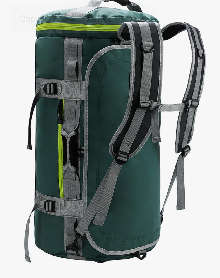 MIER Large Duffel Backpack Sports Gym Bag with Shoe Compartment, Heavy Duty and Water Resistant, Green, 90L