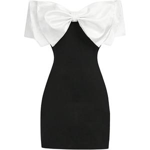GORGLITTER Girl's Dresses Bow Off Shoulder Bodycon Mini Dresses Sleeveless Short Sundress Birthday Party Cute Dress Black 12Y