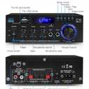 AK45 Stereo Audio Amplifier, AEXCVG Amplifier Home Audio Bluetooth 5.0 Amplifier 40W x 2, 2.0 Channel Stereo Bluetooth Receivers with SD/USB/MIC/RCA/FM/Remote Control for Home Stereo System