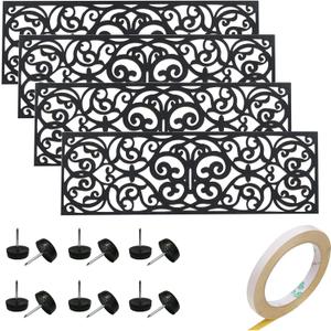 Rubber Stair Treads, Outdoor Stair Treads Non-Slip, Butterfly Designed Stair Tread Mats, Anti-Slip Step Mat - Set of 4 Include Stay-on-Kit, 30 x 10 Inches