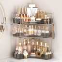 Kinkota 3-Tier Corner Organizer with Hooks, Gray PET Counter Storage | Multi-Purpose for Bathroom Skincare & Kitchen Organization Dark Blue