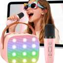Mini Karaoke Machine for Kids 4-12, Portable Kids Karaoke Machine with Wireless Microphone Set, Portable Bluetooth Speaker Toy for Kids 4-12,Christmas Birthday Gift for Girls Aged 4 5 6 7 8 9 10 11 12 (pink-1mic)