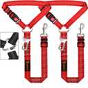 Removable Dog Seat Belt Harness for Car, 3 in 1 Pet Dog Car Seatbelt Leash, Retractable Restraint Secures to Vehicle Headrest & Adjustable Reflective Bungee Dog Seatbelt Tether, Red