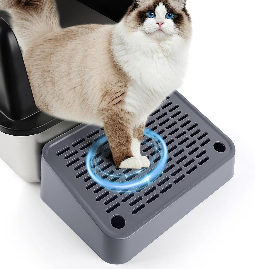 Cat Litter Box Ramp, Litter Box Step Mat with Filter Function, Cat Litter Catcher for Self-Cleaning Litter Boxes, Cats Pedal Stool Ideal for Kitten & Elderly Cats (Dark Grey)