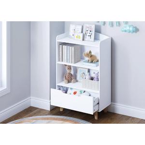 UTEX Kids Bookshelf, Children Bookcases with Storage and Drawer, Wood Kids Toy Storage Organizer for Playroom, Nursery School, White