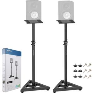 Vondynote Pair of Studio Monitor Stands Adjustable Height 32.6"-50.9" Heavy Duty Three Point Triangle Base Floor Speaker Stands Monitor Stands