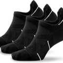 BRISIRA Bamboo Viscose Coolmax Mens No Show Socks Cushioned Moisture Wicking Anti Blister Athletic Low Cut Socks (Black, S)