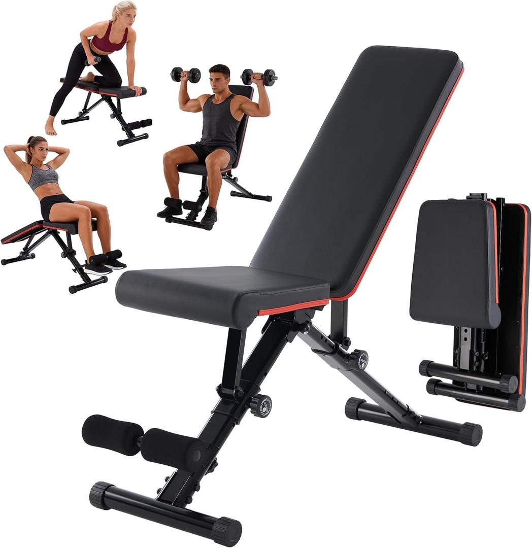 Adjustable Weight Bench, Workout Bench 795 lbs Capacity with 72 Multi-Position Settings, Foldable Incline Decline Flat Exercise Bench for Bench Press, Sit Up, and Strength Training