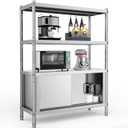 YITAHOME NSF Stainless Steel Shelves 4 Tier, 48"*18"*60" Storage Shelf Unit with Cabinet, Heavy Duty Shelving for Kitchen Garage Office Restaurant Warehouse