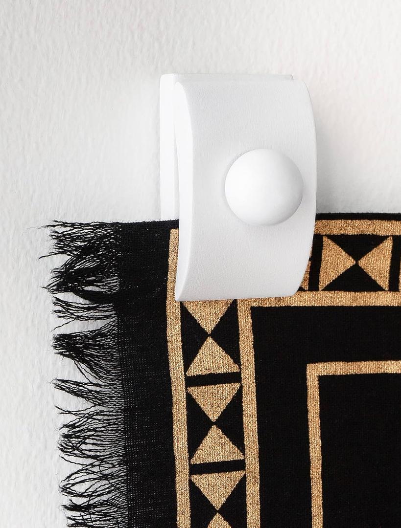 MOCTUS 4 Quilt Hangers for Wall Display, Wooden Rug Clips for Wall Hangings, Decorate With Your Blanket and Tapestry (White, 4 Clips With Hardware)