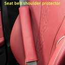 2PCS Car Seat Belt Cover Perforated Red LeatherBreathable Leather Soft Harness Pad Protect Neck and Shoulder Universal for Car, SUV (12 in)