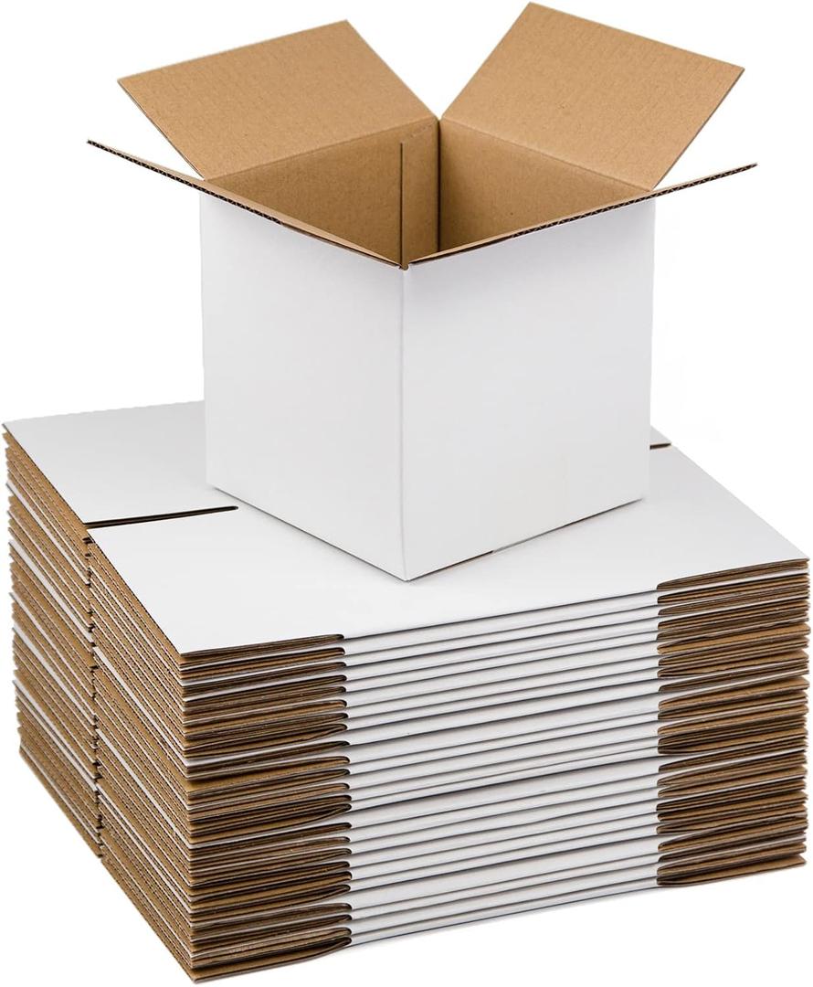 White Shipping Boxes 6x6x6 Inches Small Corrugated Cardboard Boxes, 20 Pack