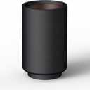 Kante Small Round Tapered Black Concrete Planter 15.7" Tall, Outdoor | Rubber Plug for Indoor, Drainage for Garden, All-Weather Cement Flower Pot, Handcrafted, Anti-Frost & UV, Modern Home Decor, 9.8"Dia x 15.7"H