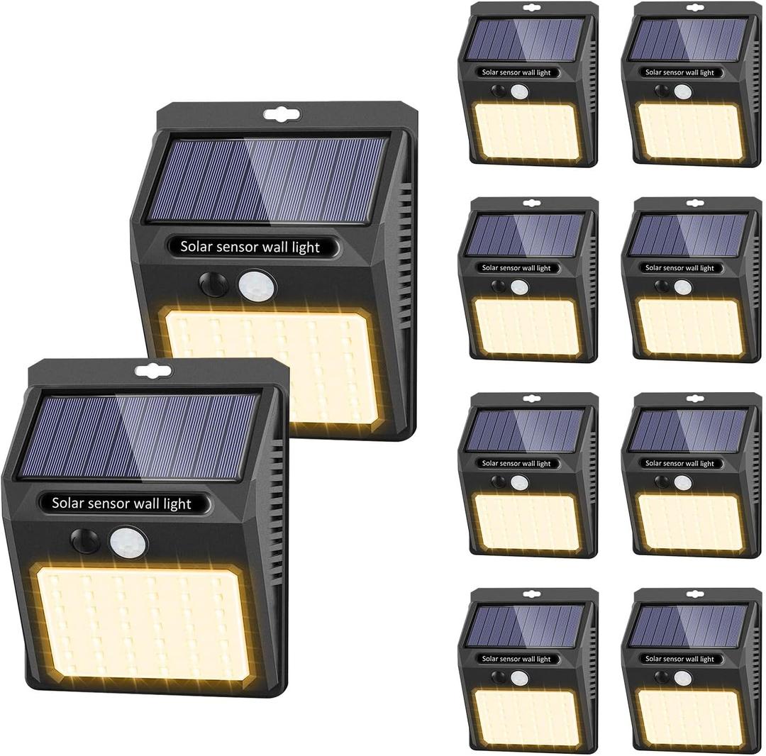 Solar Lights Outdoor,10 Pack Solar Motion Sensor Outdoor Lights With 3Lighting Modes